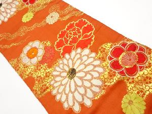 アンティーク　菊・牡丹模様織り出し名古屋帯（着用可）